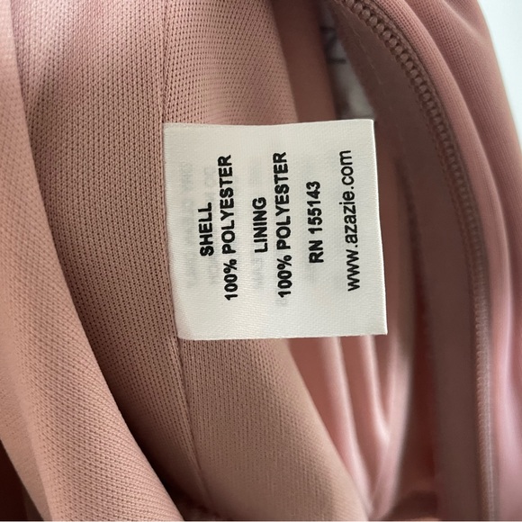 Azazie Dusty Rose One Shoulder Mesh Mermaid Maxi Gown Dress 8 - Picture 3 of 10